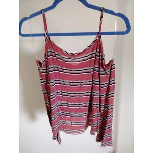 Charlotte Russe Pink Striped Off the Shoulder Long Sleeve Blouse Sz S